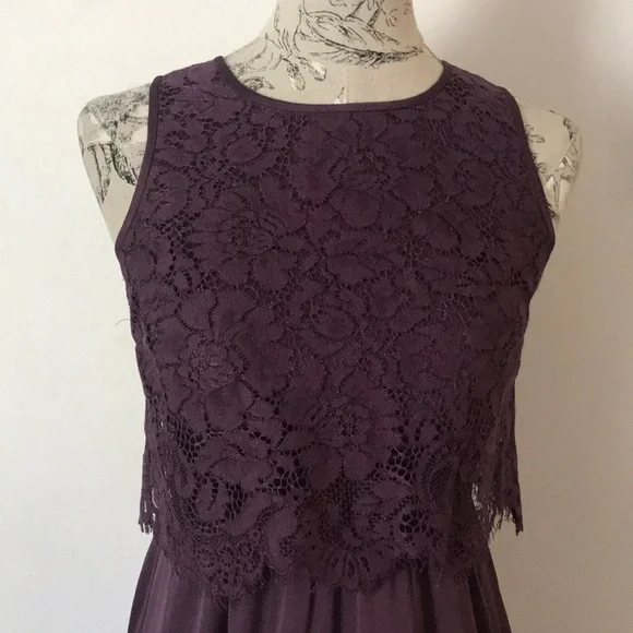 🆕 Loft Eggplant Lace Dress XS - Picture 2 of 6